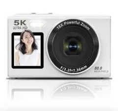 Beho 5K デジタルカメラ デュアルスクリーン ホワイトのサムネイル