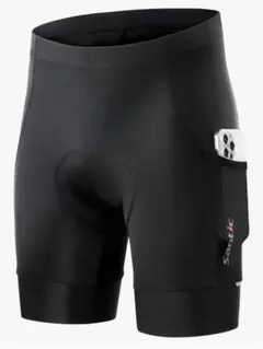 santic サイクルパンツ メンズ インナーパンツ パッド付(ブラックL)