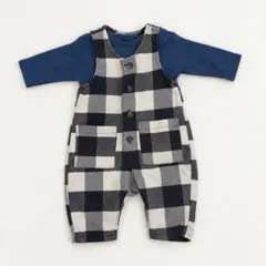 BREEZE チェック柄サロペット ロンパース セット