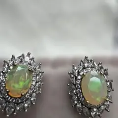 オパールとキュービックジルコニアのピアスS925