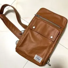 美品　PORTER ポーター フリースタイル スリングショルダーバッグ キャメル