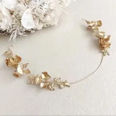 ゴールド花モチーフヘッドドレス