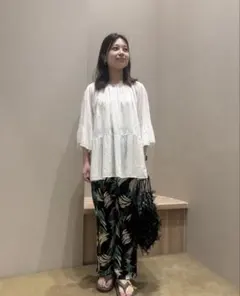 green label relaxing ボイル フレア スリーブ ブラウス