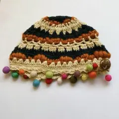 【hammock】ボヘミアン風ニット帽 フェルト ポンポン付き 帽子
