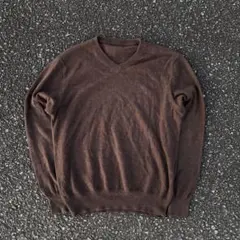 【vintage】 90s brown Vneck knit