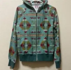 titicaca チチカカ 総柄ジップパーカー　ネイティブ柄　ターコイズ