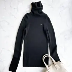 【難あり】 バーバリーブルーレーベル　リブニットタートル　ブラック　ブラック