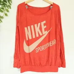 NIKE ナイキ ビッグロゴ カットソー 長袖 M オレンジ レーヨンのサムネイル