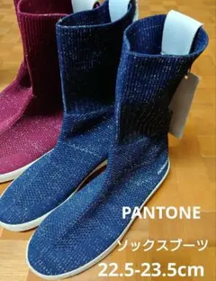 【22.5-23.5cm】PANTONE ソックスブーツ ネイビー