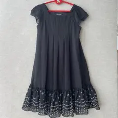 pom ponette junior 140センチ 黒ドット柄ワンピース