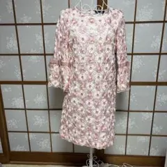 エムズグレイシー　花刺繍ピンクのワンピース　38