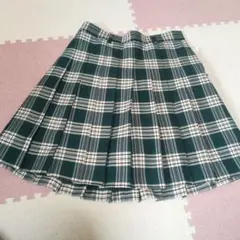 グリーンチェックプリーツスカート Lサイズ