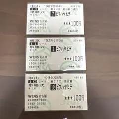 競馬 単勝馬券 ビワハヤヒデ 3枚セット