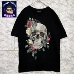 【希少】ザラマン センタービッグプリントTシャツ ドクロ 薔薇