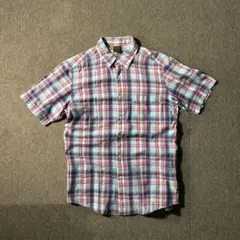 00s OLD UNIQLO メンズ M 半袖 チェックシャツ ポリエステル混