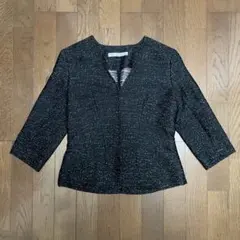 美品 セオリーリュクス シルク混 ジャガード織 ノーカラージャケット 36