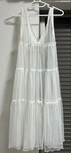 ホワイト キャミワンピース レイヤード