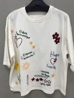 刺繍デザイン 半袖Tシャツ ホワイト サイズ1or3のサムネイル