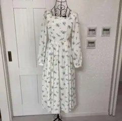 花柄 白 ホワイト アイボリー ロング ワンピース エブリン evelyn