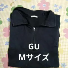 黒いジッパー付き半袖ポロシャツ M