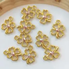 NO.1171 四つ葉のクローバーチャーム 10個