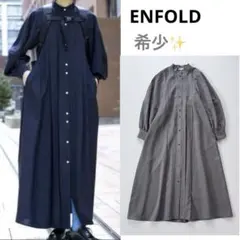ENFOLD エンフォルド トロピカル プリーツ 5部袖 ドレス ワンピース