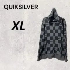 クイックシルバー ジップアップパーカー チェック 柄 グレー XL ラフ 春 秋のサムネイル