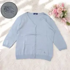 バーバリーロンドン ブルーレーベル ロゴ刺繍 七分袖 Vネック カーディガンのサムネイル