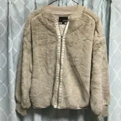 HK WORKS LONDON ファー風ボンバージャケット Lサイズ ベージュ