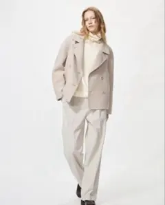 【ユニクロ】Lサイズ ナチュラル　タックワ イドパンツ （丈長め）