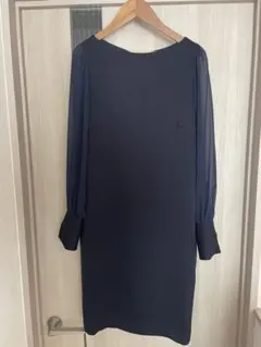 BY DRESS サテンシフォン ロングスリーブドレス