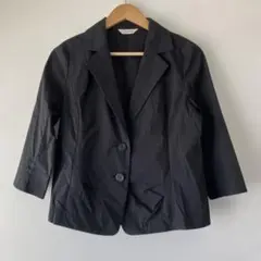 ★美品 コルディア CORDIER 七分袖テーラードジャケット 黒 L 綿混のサムネイル