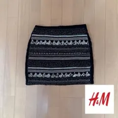 H&M エイチアンドエム レディース M ブラック ビジューミニタイトスカート⭐︎