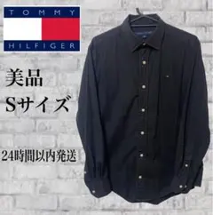 TOMMY HILFIGER トミー コットンシャツ ワンポイントロゴ ブラック
