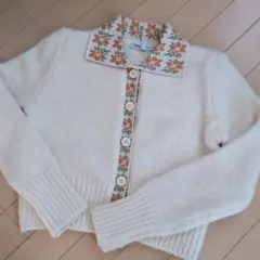 ZARA 花柄襟 ニットカーディガン