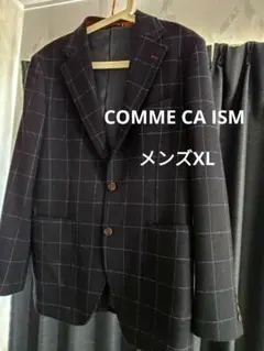 美品★コムサイズムメンズXL2ボタンネイビーツイードジャケット