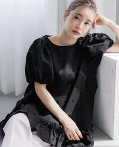 coca フロッキードットフリルブラウス Mサイズ