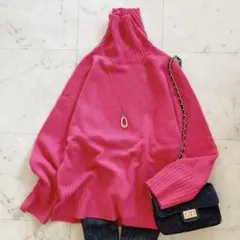 美品　Spick&Span ウールカシミヤ タートルネックプルオーバー　ピンク