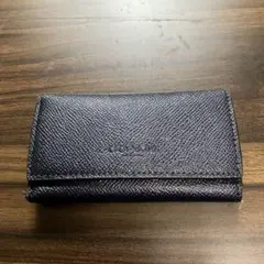 coachダークブルー レザー キーケース