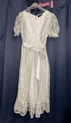 evelyn ウエストリボンレースワンピース グリーン