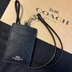 【新品】COACH コーチ IDケース ランヤード シグネチャーブラック