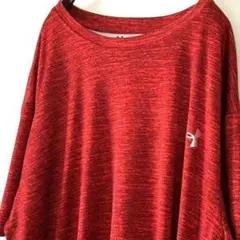 アンダーアーマー UNDER ARMOUR ロゴ Tシャツ XL レッド赤 古着