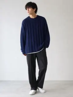 ZARA ザラ モヘア調 ニット セーター ネイビー M オーバーサイズのサムネイル