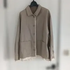 kastaneベージュ ジャケット ストライプ裾レイヤード風 Lサイズ