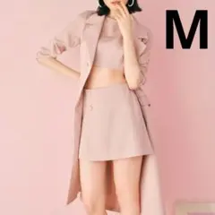 レディアゼル ストライプロングジャケット×トップス×ラップショートパンツ ピンク