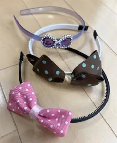 カチューシャ 3個セット リボン &ビジュー
