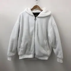 雅結 ホワイトフリースジャケット フード付き