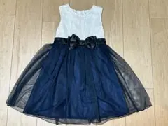 ホワイト・ネイビー レースドレス　120cm 女の子