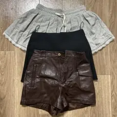 9*!様 POCKETF/LEATHERフェイクレザーショートパンツ含む他3点セのサムネイル