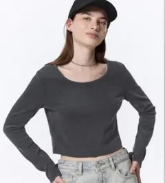 GU ウォッシュドリブクロップドT 長袖　ショート丈　GRL ZARA